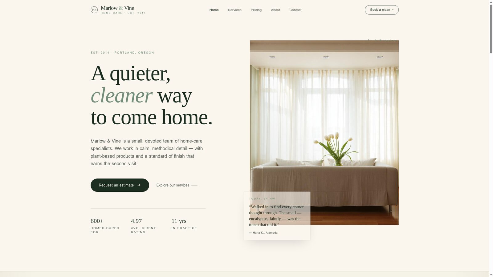 Marlow & Vine — Home Care · Service